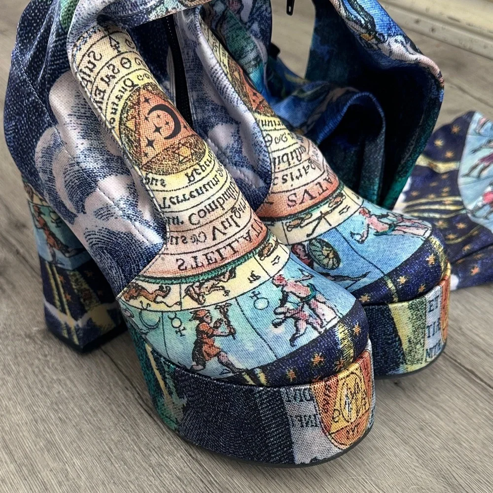 Dolls Kill Blue Multicolor Astrological Platform Heels - Picture 2 of 11